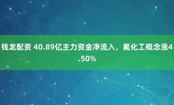 钱龙配资 40.89亿主力资金净流入，氟化工概念涨4.50%